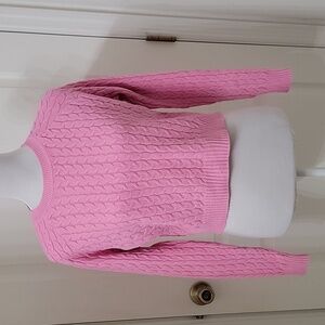 QED London Size XS Bubblegum Pink Cable Knit Sweater Excellent Used Condition